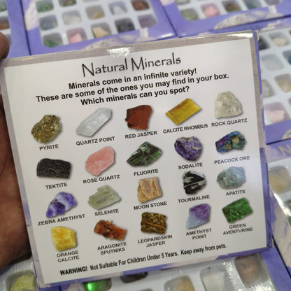 Natural Mineral Stone Collection – 20 Assorted Gemstones & Crystals for Education, Healing & Display