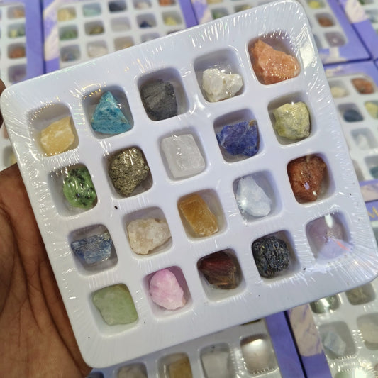 Natural Mineral Stone Collection – 20 Assorted Gemstones & Crystals for Education, Healing & Display