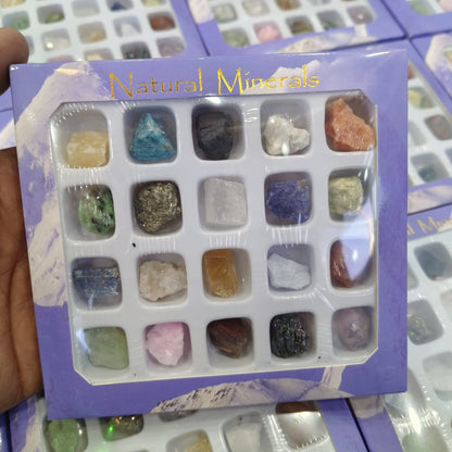 Natural Mineral Stone Collection – 20 Assorted Gemstones & Crystals for Education, Healing & Display